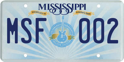 MS license plate MSF002