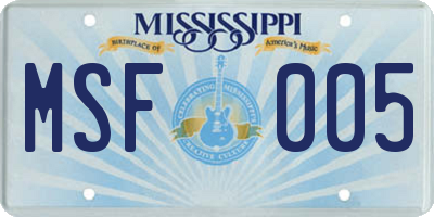 MS license plate MSF005