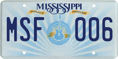 MS license plate MSF006