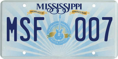 MS license plate MSF007