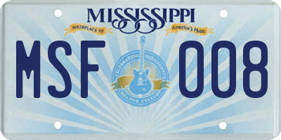 MS license plate MSF008