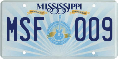 MS license plate MSF009