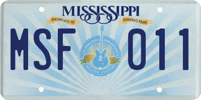MS license plate MSF011