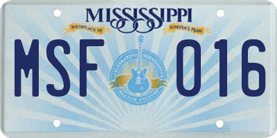 MS license plate MSF016