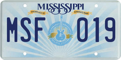 MS license plate MSF019
