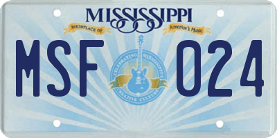 MS license plate MSF024