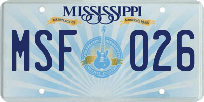 MS license plate MSF026
