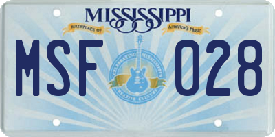 MS license plate MSF028