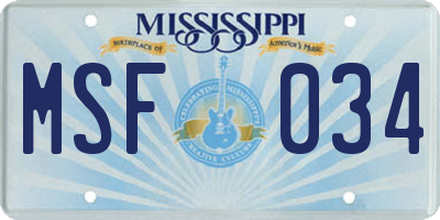 MS license plate MSF034