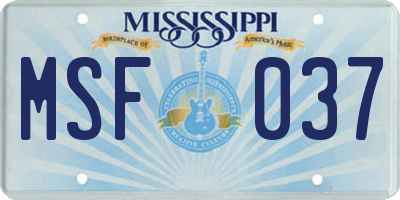 MS license plate MSF037