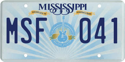 MS license plate MSF041