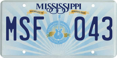 MS license plate MSF043