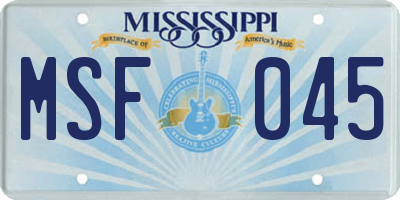 MS license plate MSF045