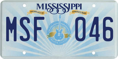 MS license plate MSF046