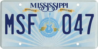 MS license plate MSF047