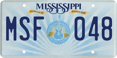 MS license plate MSF048