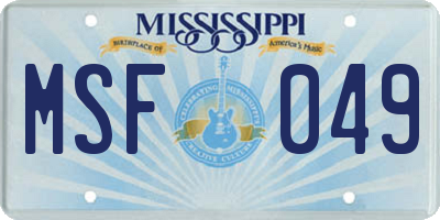 MS license plate MSF049