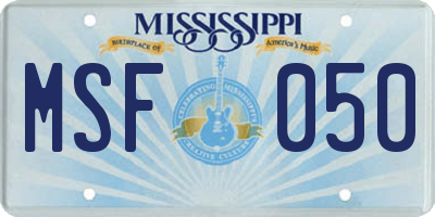 MS license plate MSF050