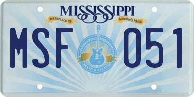 MS license plate MSF051