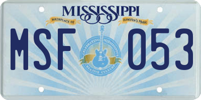 MS license plate MSF053