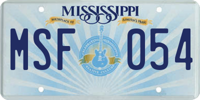 MS license plate MSF054