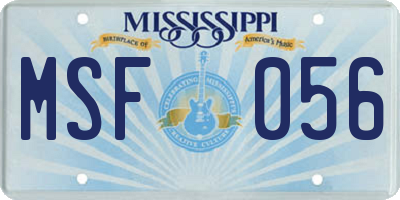 MS license plate MSF056