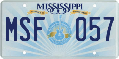 MS license plate MSF057