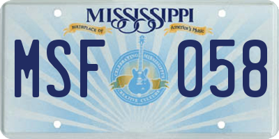 MS license plate MSF058