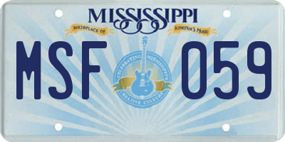 MS license plate MSF059