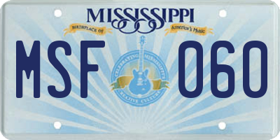 MS license plate MSF060