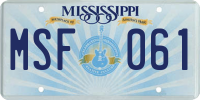 MS license plate MSF061