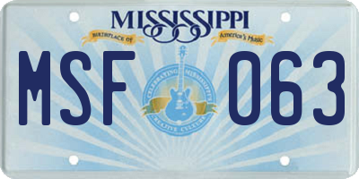MS license plate MSF063