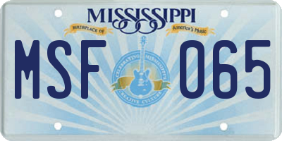 MS license plate MSF065
