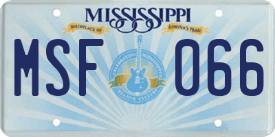 MS license plate MSF066