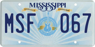 MS license plate MSF067
