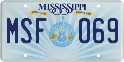 MS license plate MSF069