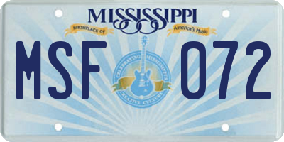 MS license plate MSF072
