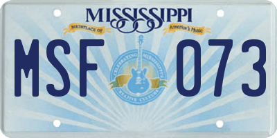 MS license plate MSF073