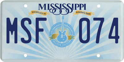 MS license plate MSF074