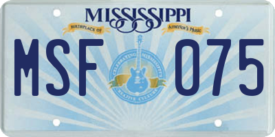 MS license plate MSF075