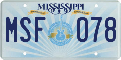 MS license plate MSF078