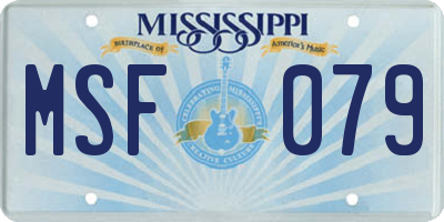 MS license plate MSF079