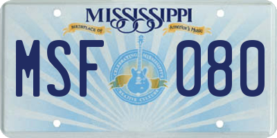 MS license plate MSF080