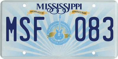 MS license plate MSF083