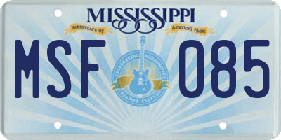 MS license plate MSF085