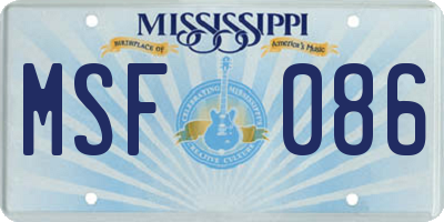MS license plate MSF086