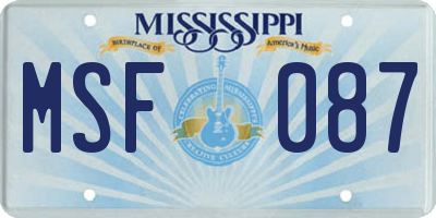 MS license plate MSF087
