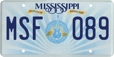 MS license plate MSF089