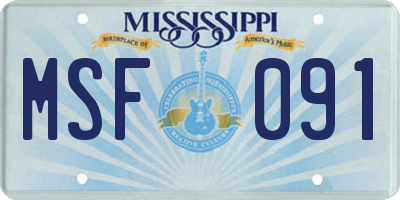 MS license plate MSF091