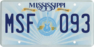 MS license plate MSF093